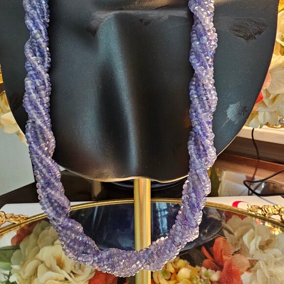 Multi-Strand Beaded Tanzanite Necklace with Sterling Silver Clasp, 18" - Picture 1 of 8